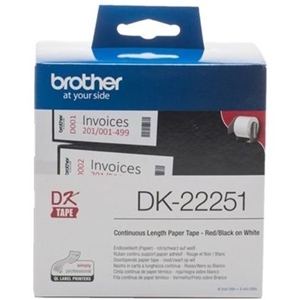 Brother DK22251 Continuous Length Paper Label Tape Red and Black